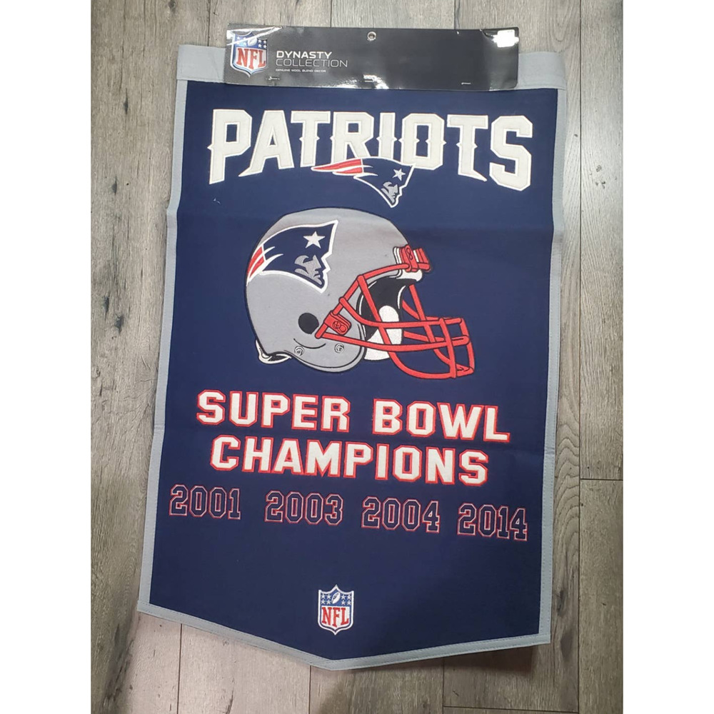 New England Patriots 24x36 Embroidered Genuine Wool NFL Dynasty Banner Pennant